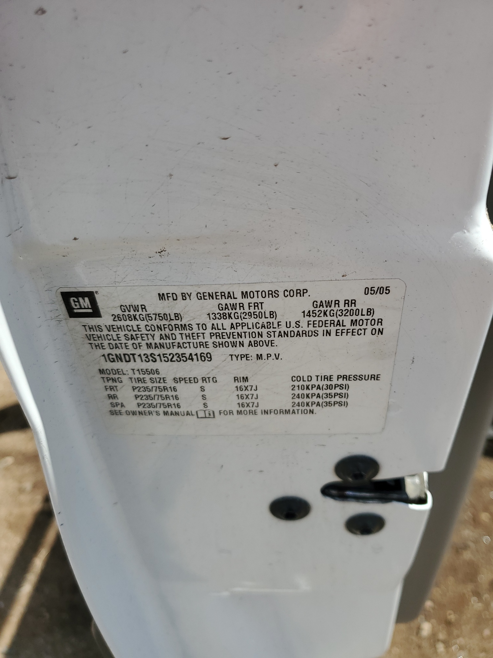 1GNDT13S152354169 2005 Chevrolet Trailblazer Ls