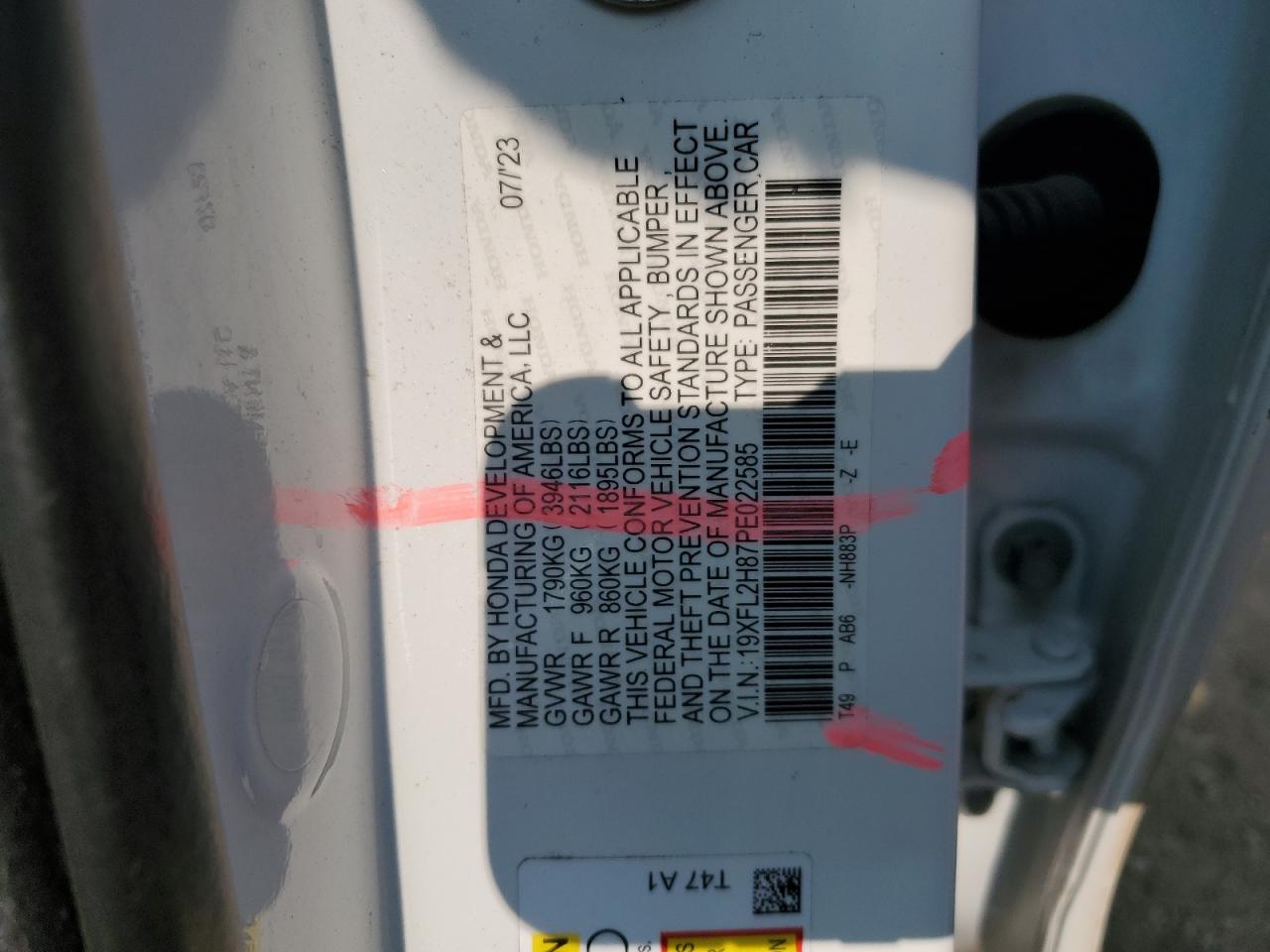 19XFL2H87PE022585 2023 Honda Civic Sport