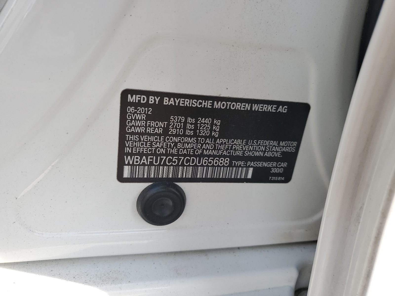 WBAFU7C57CDU65688 2012 BMW 535 Xi