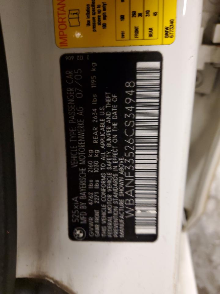 2006 BMW 525 Xi VIN: WBANF33526CS34948 Lot: 62035744