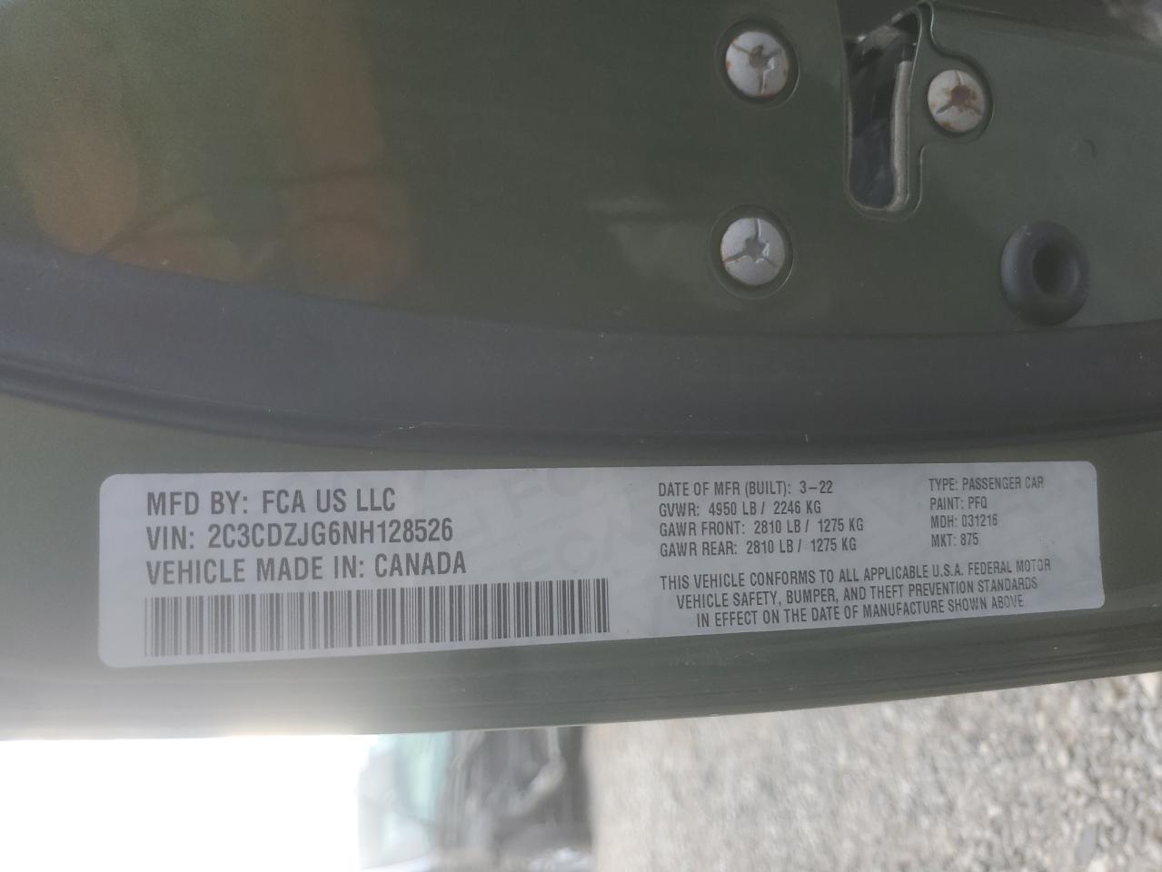 2022 Dodge Challenger Gt VIN: 2C3CDZJG6NH128526 Lot: 61421744