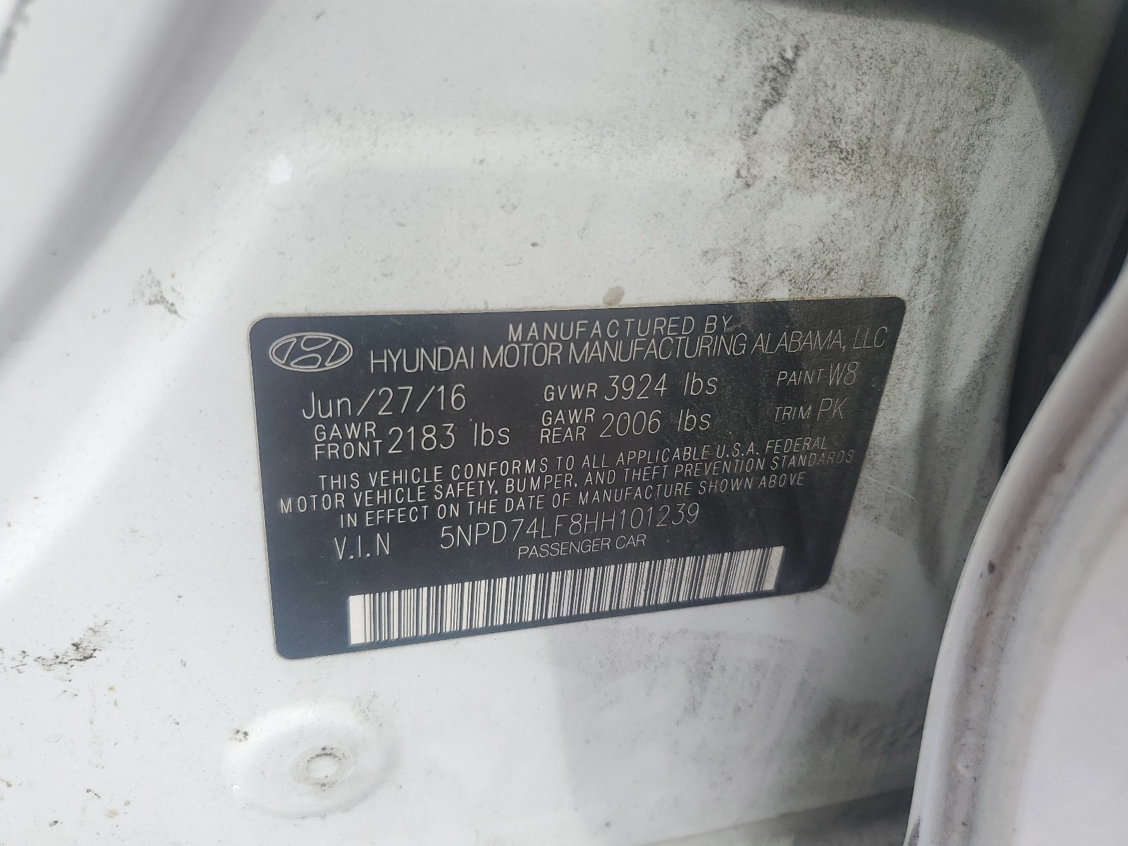 5NPD74LF8HH101239 2017 Hyundai Elantra Se