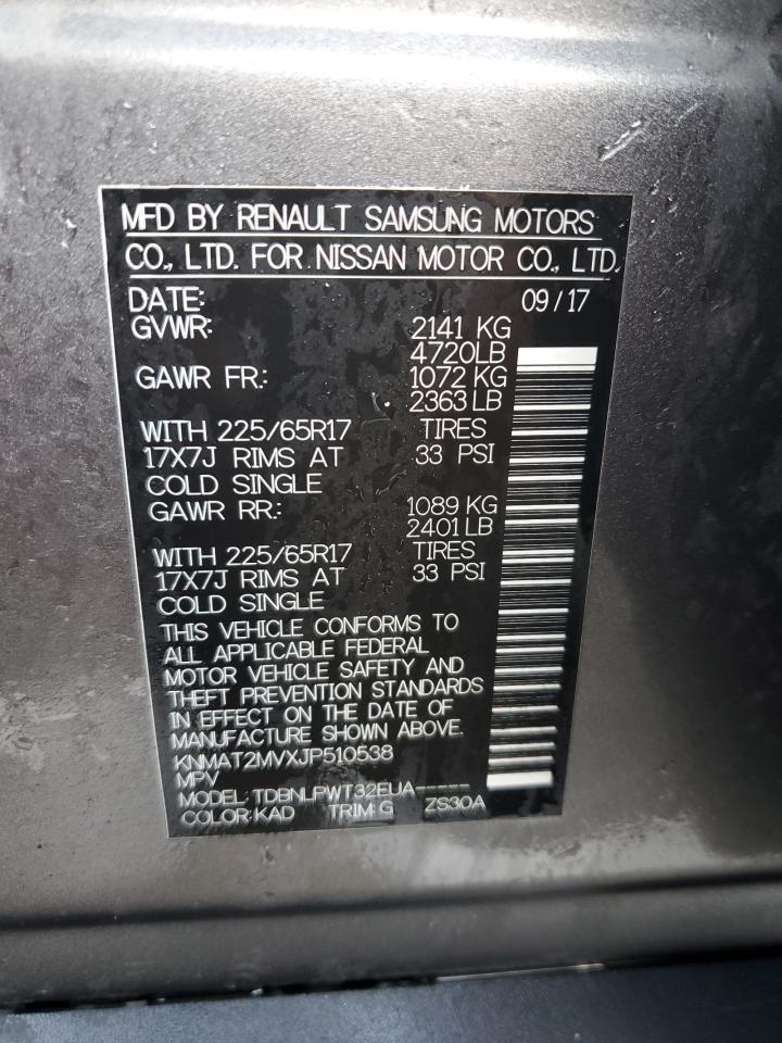 2018 Nissan Rogue S VIN: KNMAT2MVXJP510538 Lot: 62429244