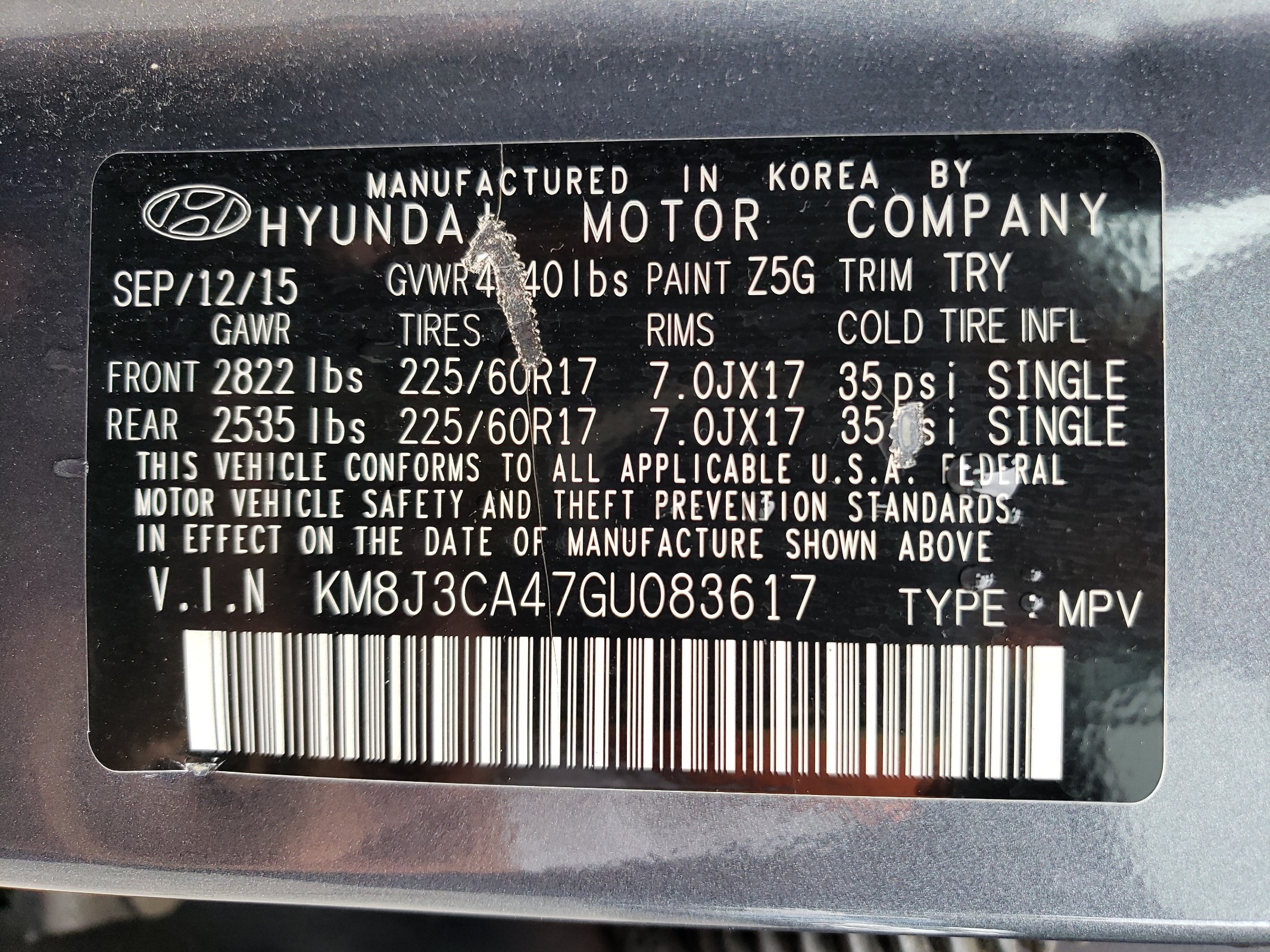 KM8J3CA47GU083617 2016 Hyundai Tucson Limited