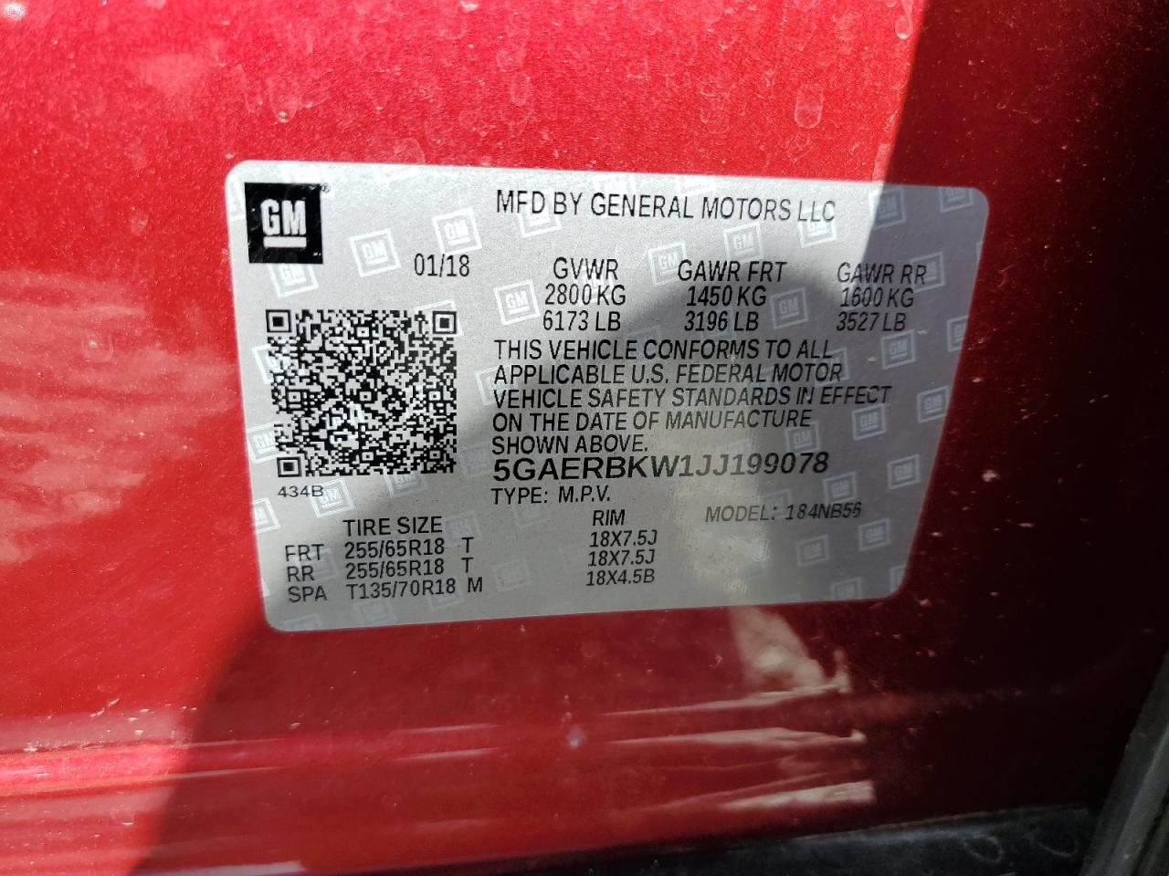 2018 Buick Enclave Essence VIN: 5GAERBKW1JJ199078 Lot: 62531024