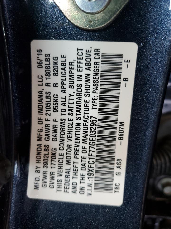 19XFC1F77GE032957 2016 Honda Civic Exl