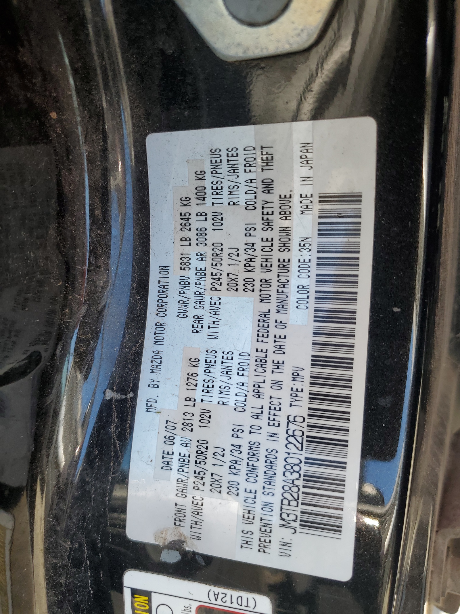 JM3TB28A380122676 2008 Mazda Cx-9