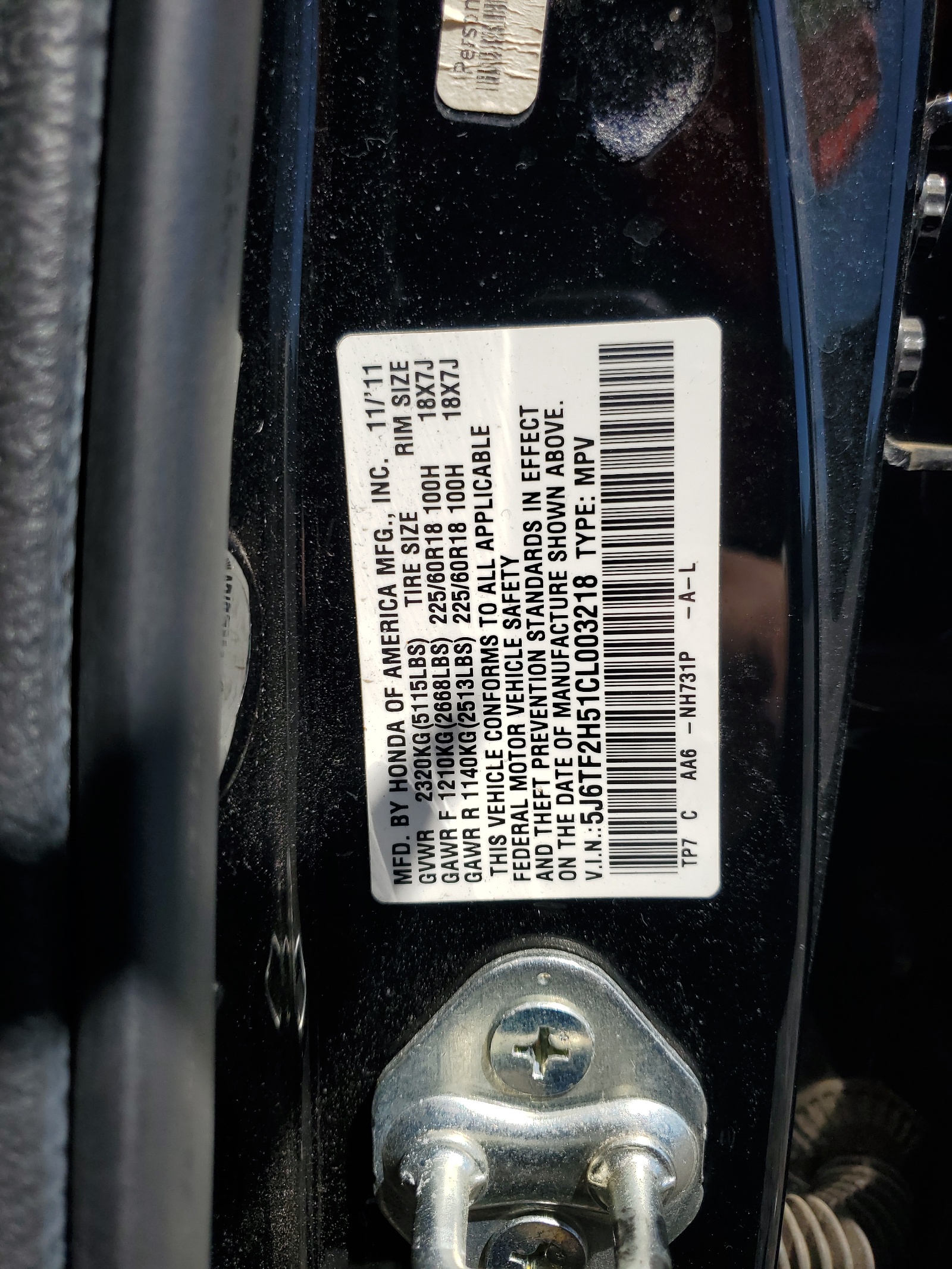 5J6TF2H51CL003218 2012 Honda Crosstour Exl