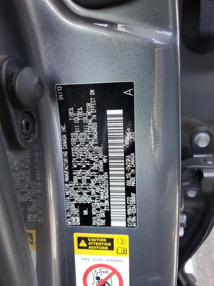 2013 Lexus Rx 350 Base VIN: 2T2BK1BA0DC207994 Lot: 62700584