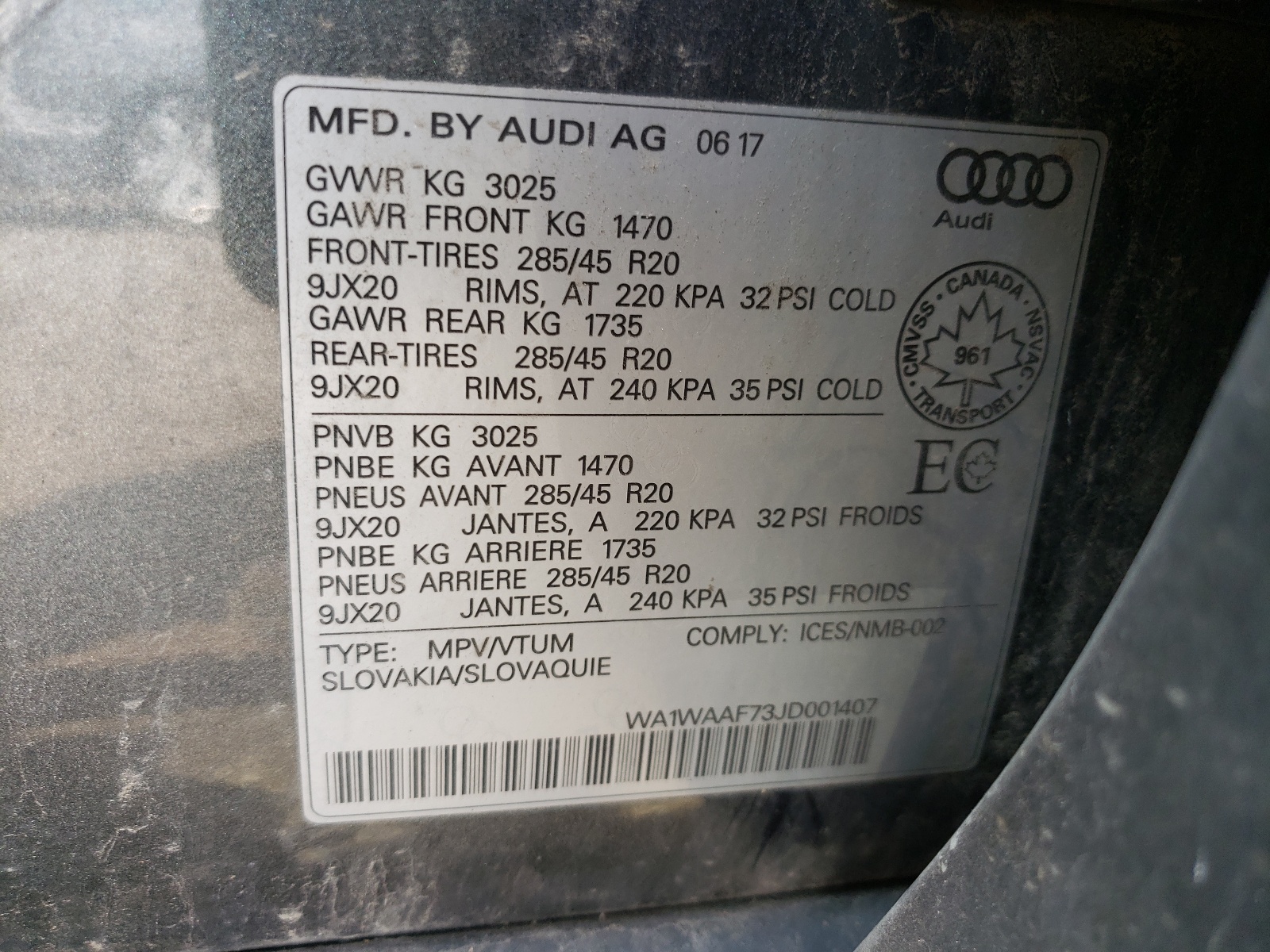 WA1WAAF73JD001407 2018 Audi Q7 Technik S-Line