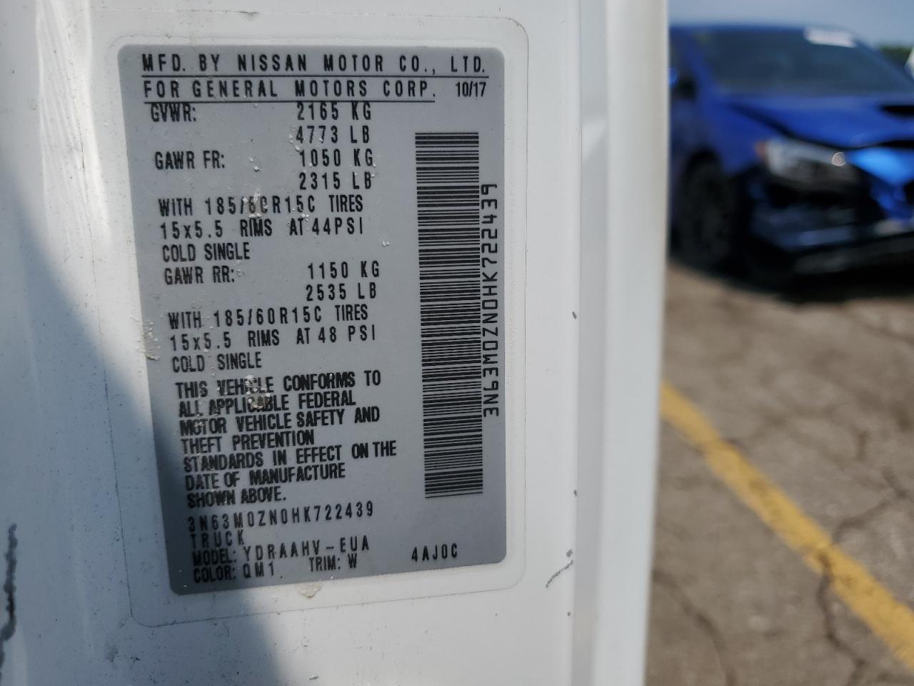 2017 Chevrolet City Express Lt VIN: 3N63M0ZN0HK722439 Lot: 62902754