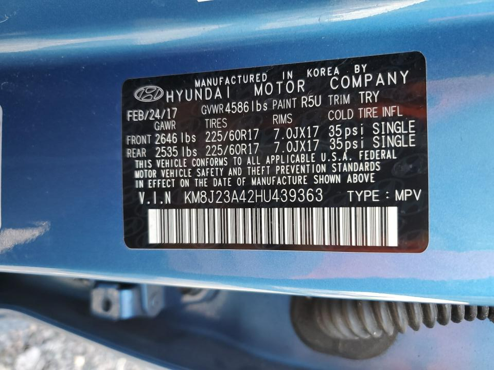 KM8J23A42HU439363 2017 Hyundai Tucson Se