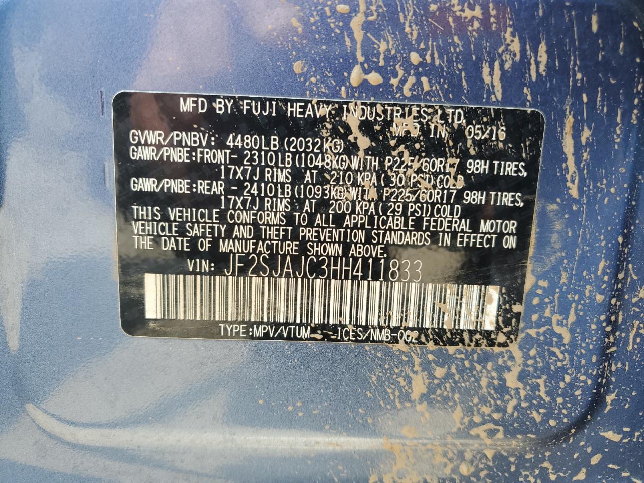 2017 Subaru Forester 2.5I Limited VIN: JF2SJAJC3HH411833 Lot: 63803804