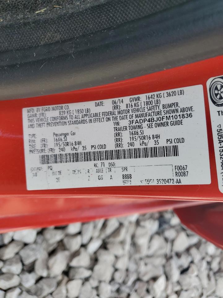 2015 Ford Fiesta Se VIN: 3FADP4BJ0FM101836 Lot: 65434444