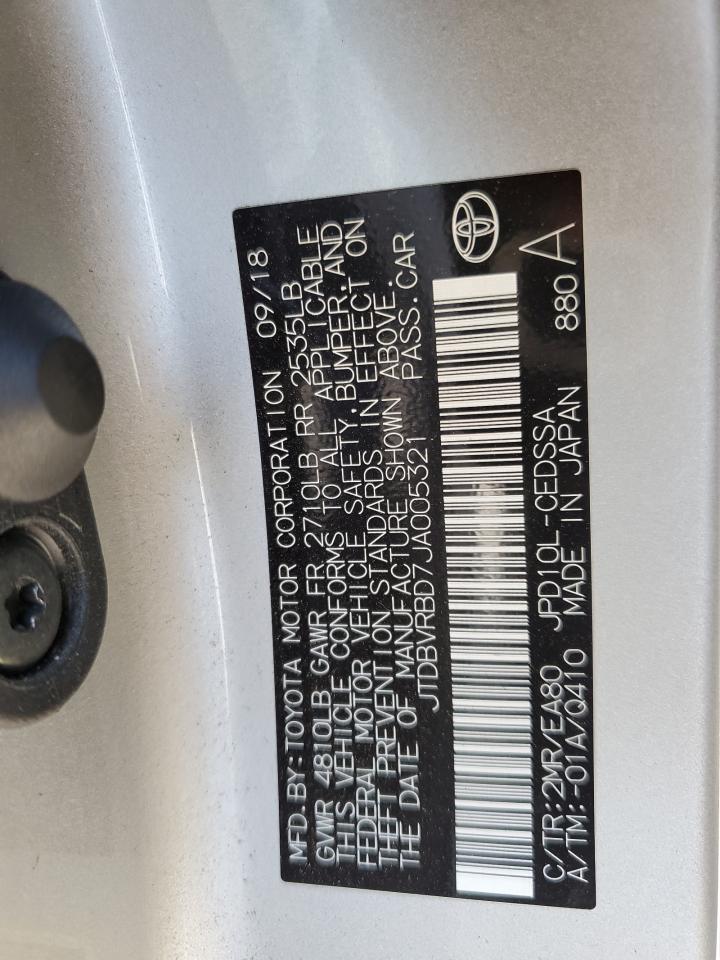 2018 Toyota Mirai VIN: JTDBVRBD7JA005321 Lot: 64480964