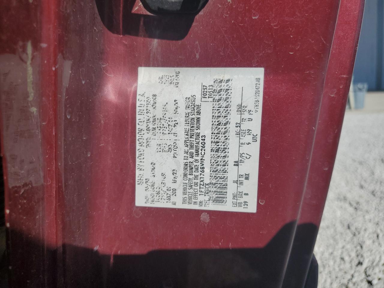 1998 Ford F150 VIN: 1FTZX1768WNC26043 Lot: 64589844