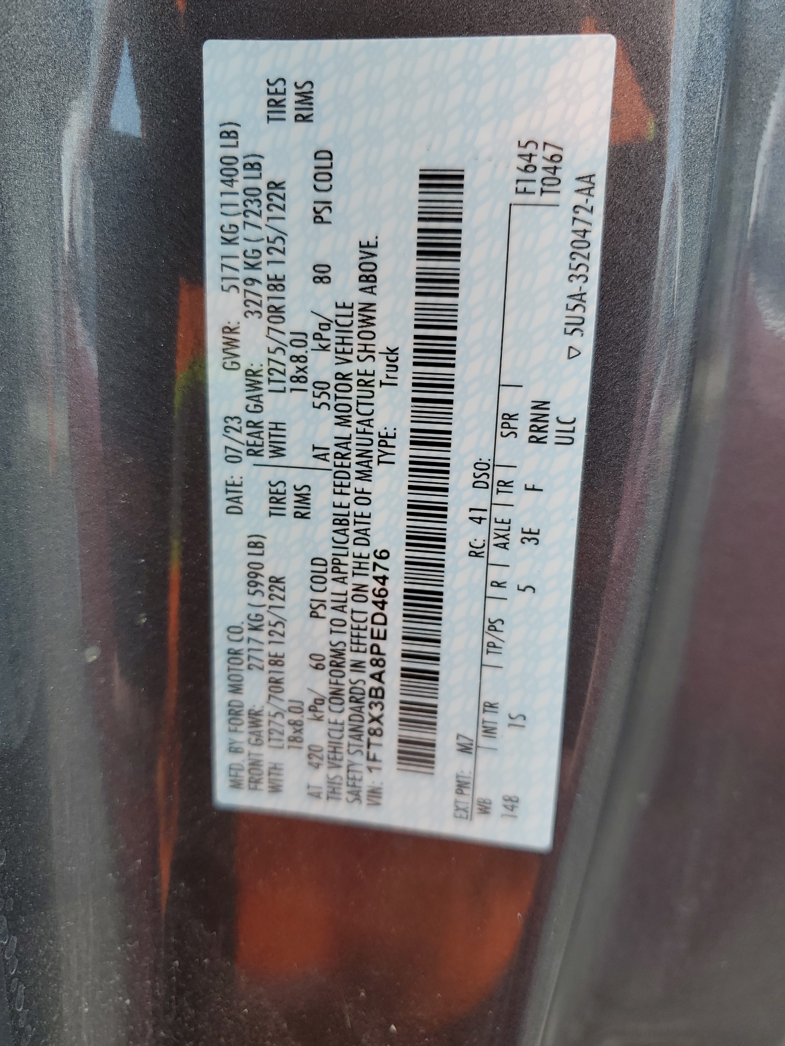 1FT8X3BA8PED46476 2023 Ford F350 Super Duty