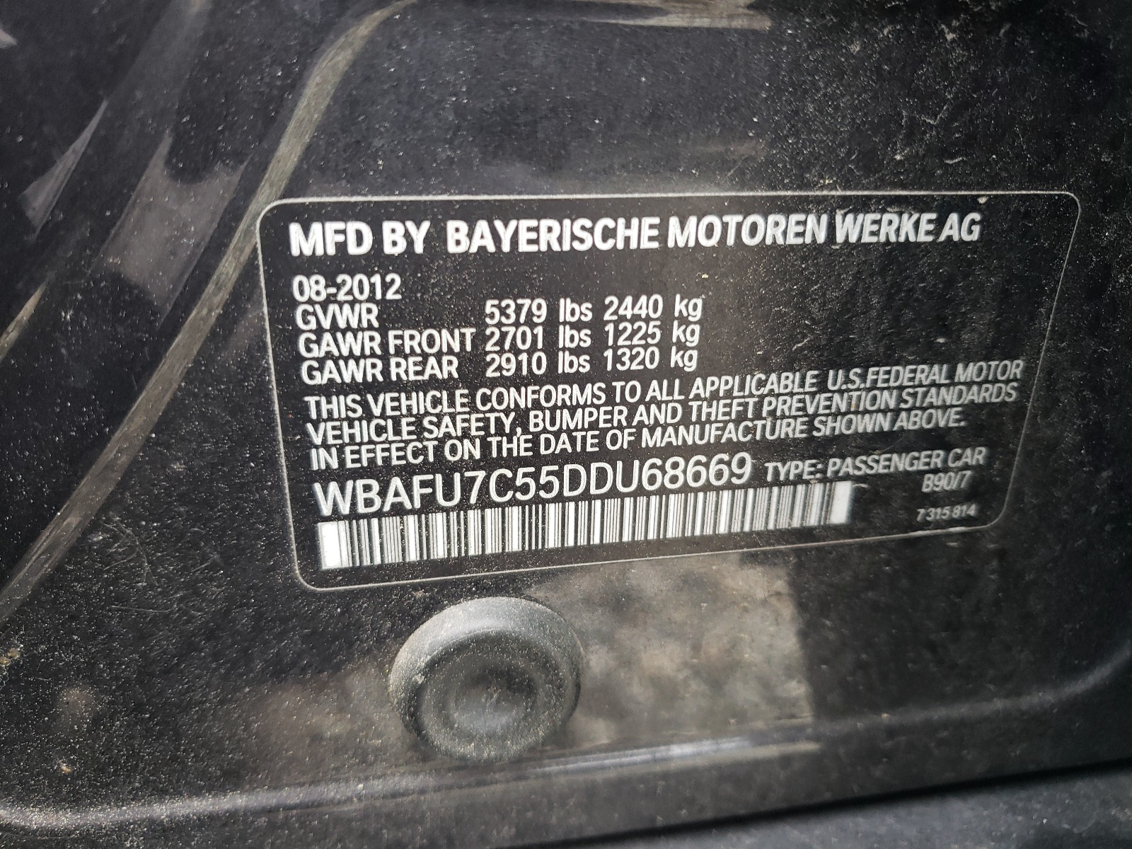 WBAFU7C55DDU68669 2013 BMW 535 Xi