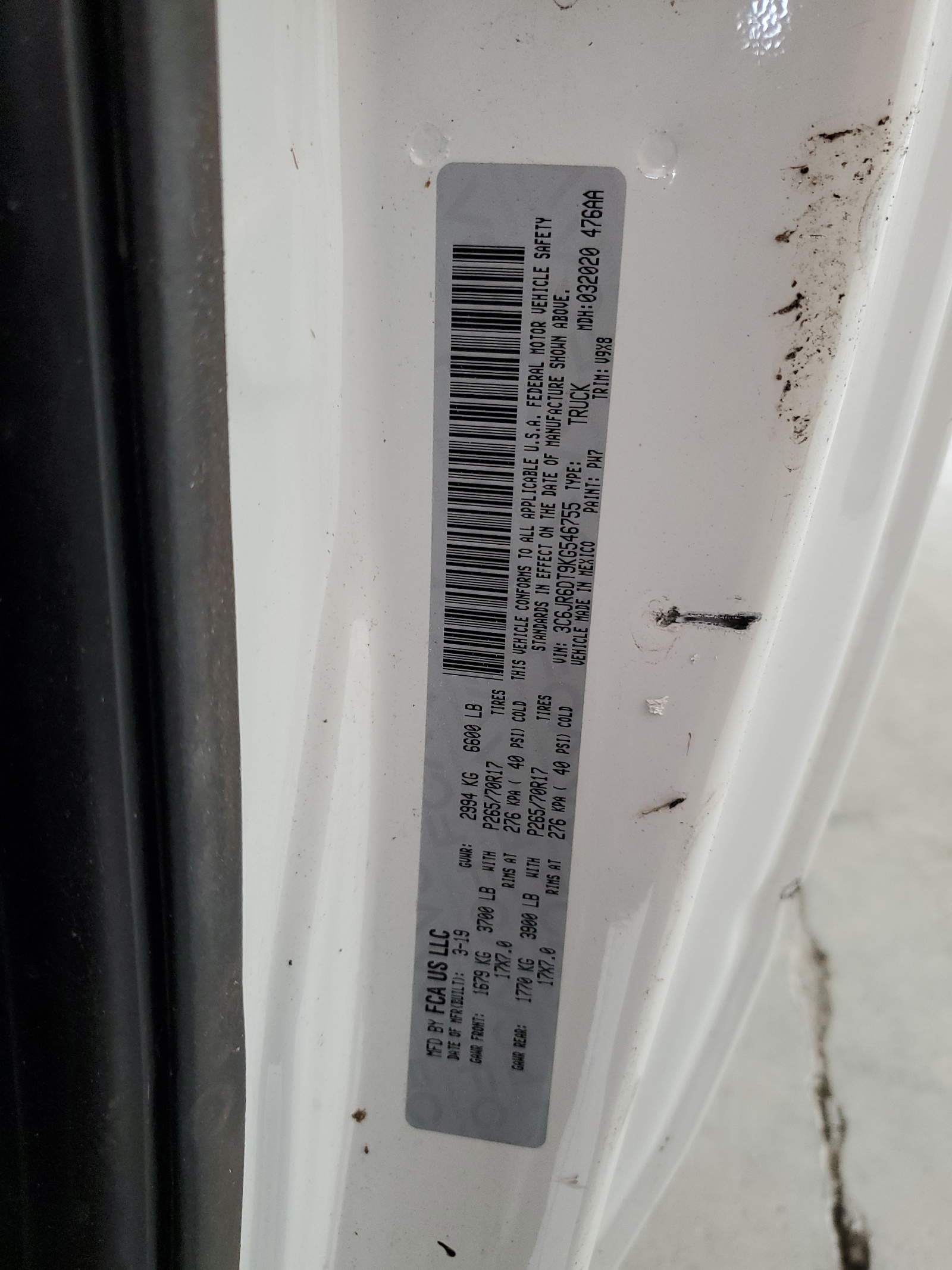 3C6JR6DT9KG546755 2019 Ram 1500 Classic Tradesman