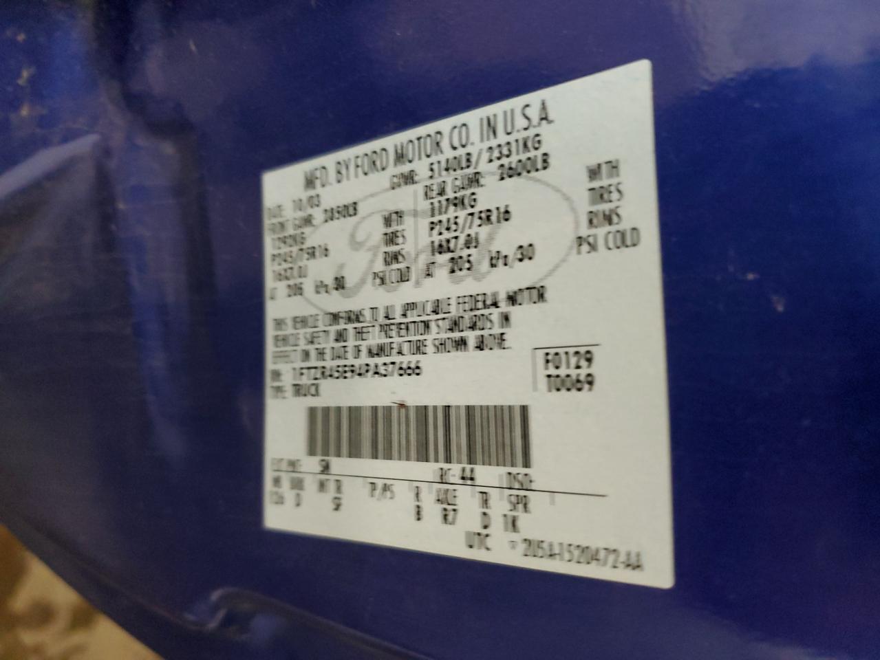 2004 Ford Ranger Super Cab VIN: 1FTZR45E94PA37666 Lot: 62808964