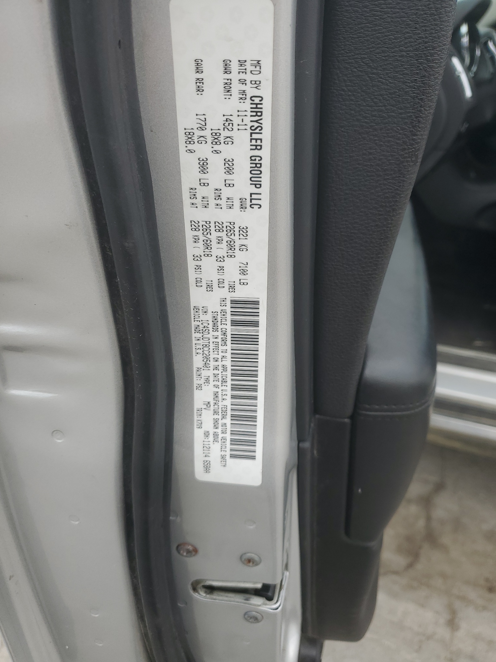 1C4SDJDT8CC205401 2012 Dodge Durango Crew