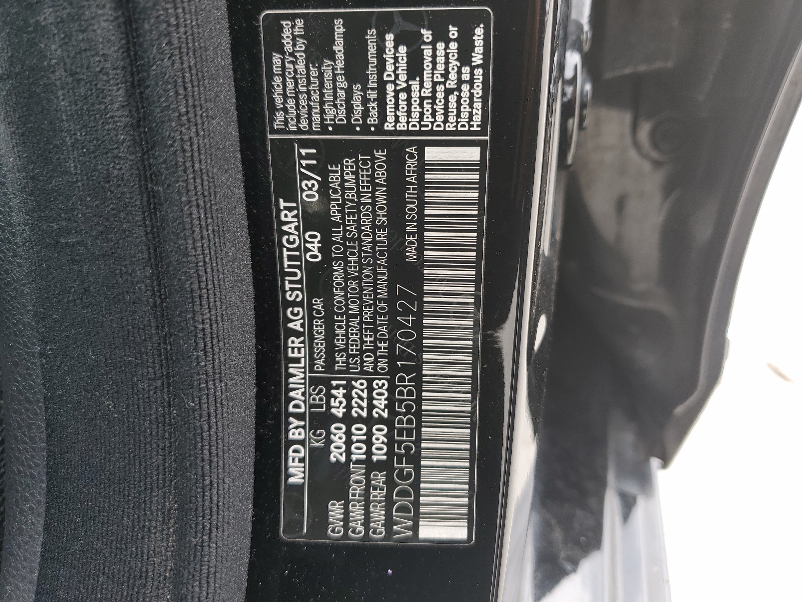 WDDGF5EB5BR170427 2011 Mercedes-Benz C 300