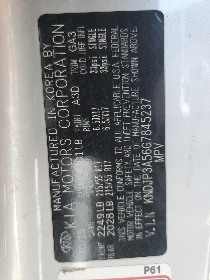 2016 Kia Soul + VIN: KNDJP3A56G7845237 Lot: 61645824