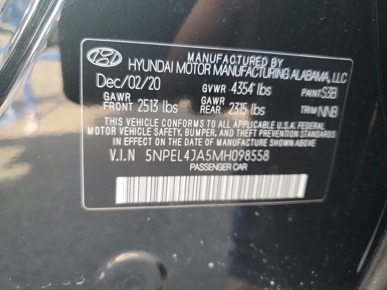 5NPEL4JA5MH098558 2021 Hyundai Sonata Sel
