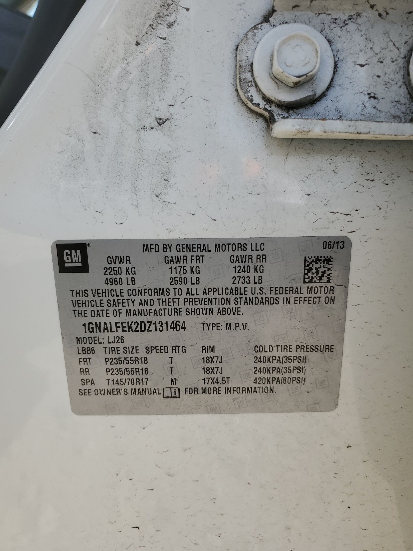 1GNALFEK2DZ131464 2013 Chevrolet Equinox Ltz