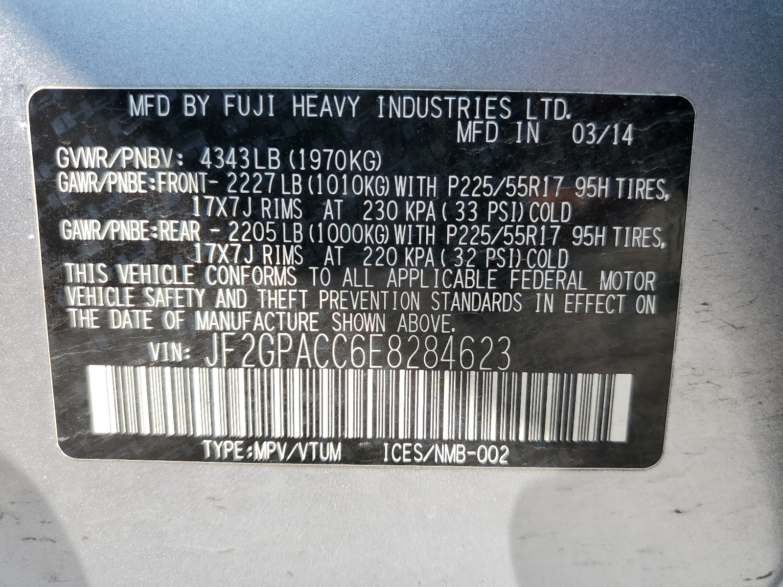 JF2GPACC6E8284623 2014 Subaru Xv Crosstrek 2.0 Premium