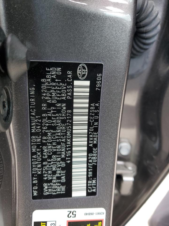 4T1G11AK0MU572178 2021 Toyota Camry Se