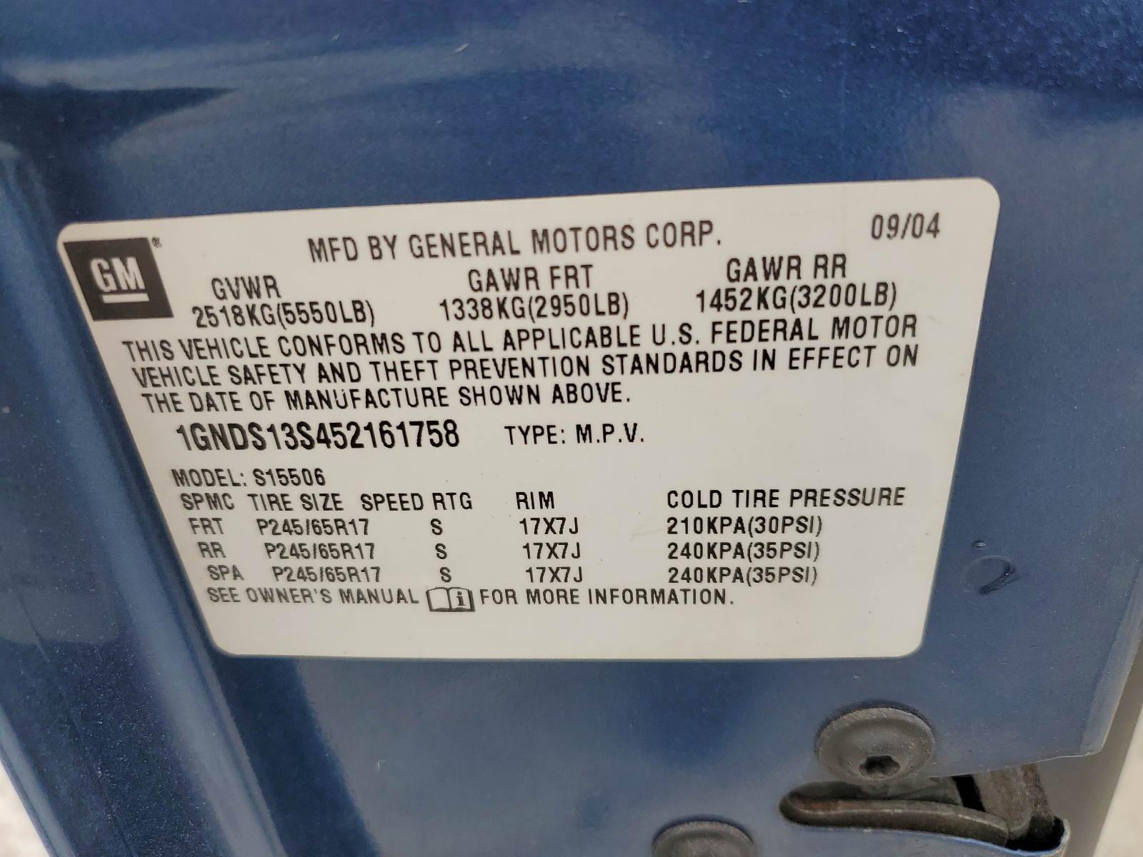 1GNDS13S452161758 2005 Chevrolet Trailblazer Ls