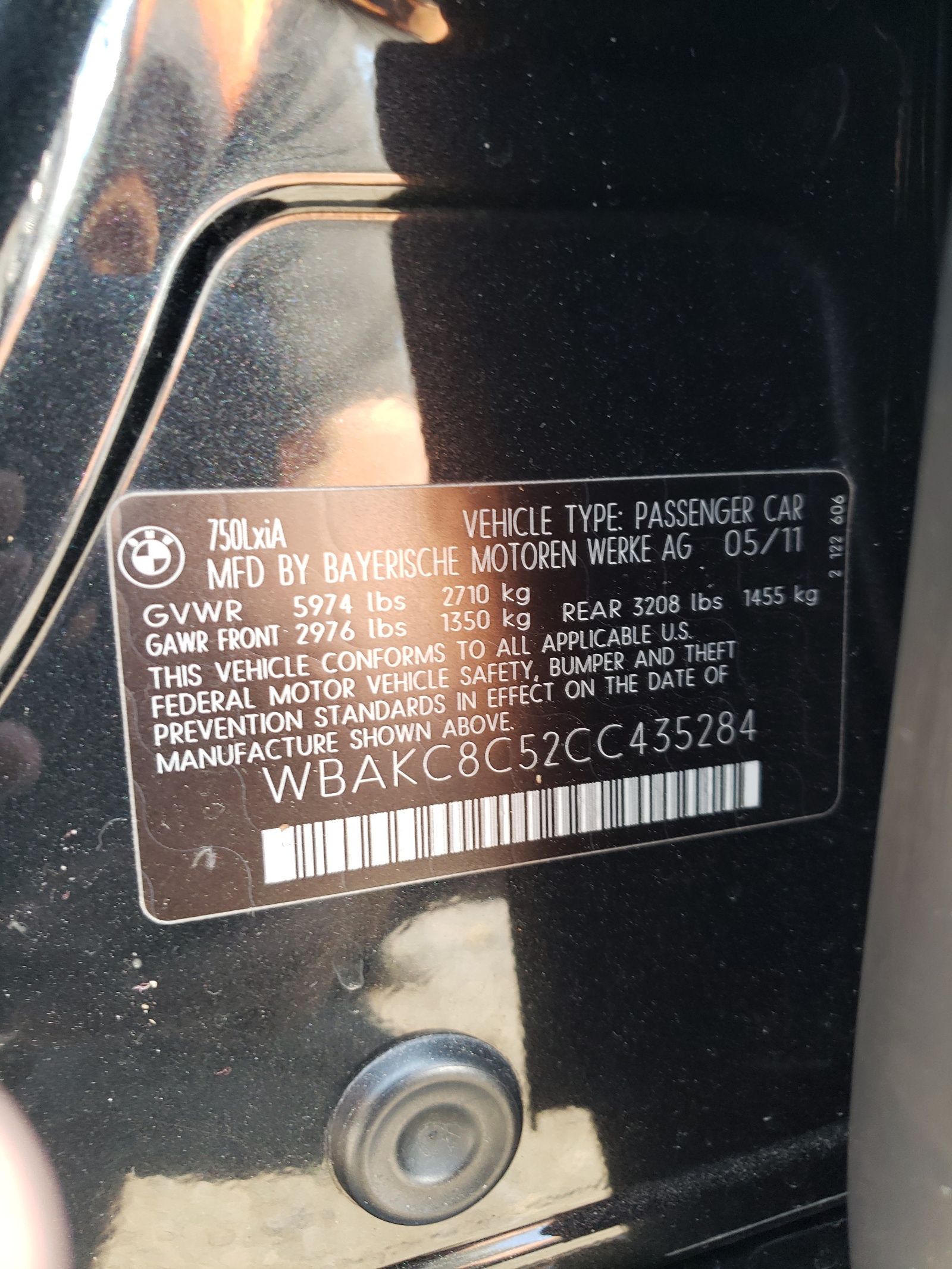 WBAKC8C52CC435284 2012 BMW 750 Lxi