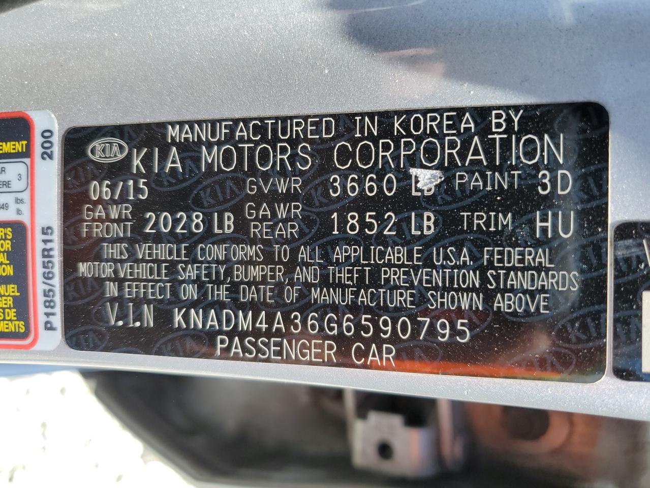 KNADM4A36G6590795 2016 Kia Rio Lx