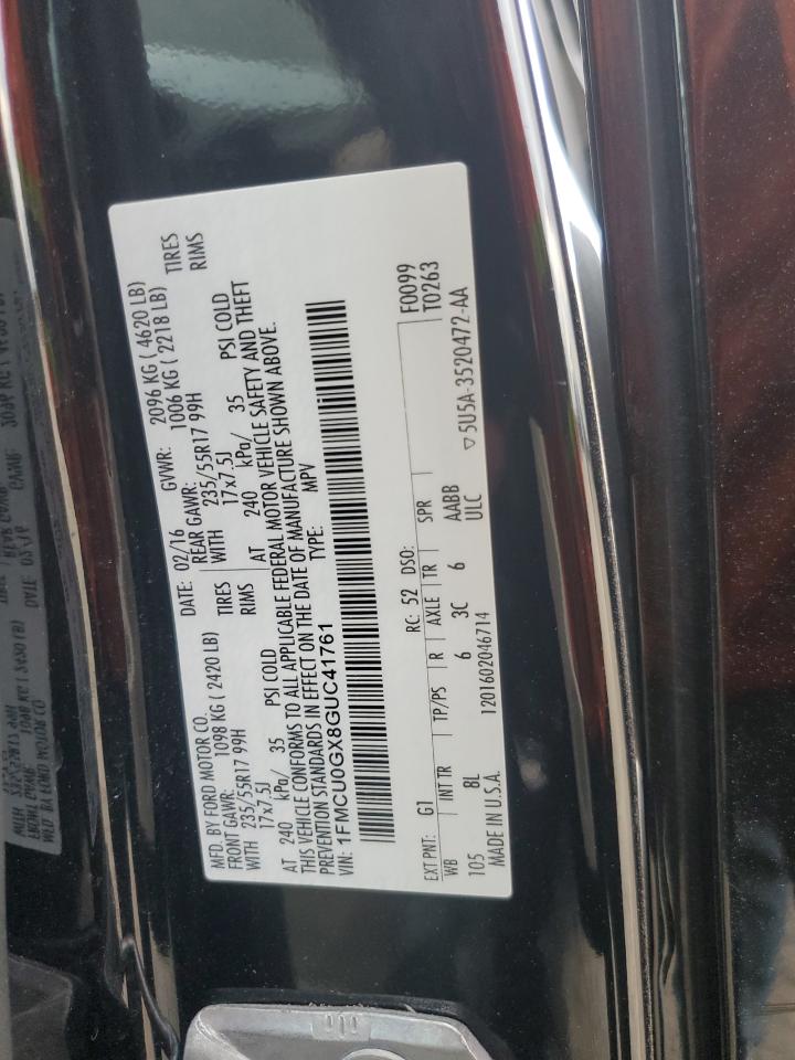 2016 Ford Escape Se VIN: 1FMCU0GX8GUC41761 Lot: 72835834