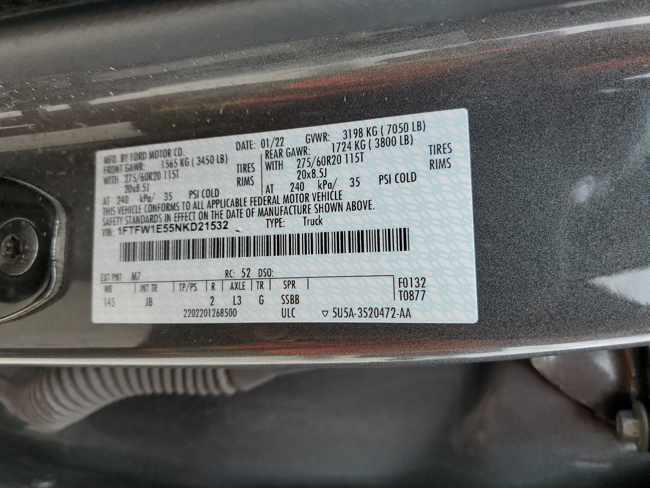 1FTFW1E55NKD21532 2022 Ford F150 Supercrew