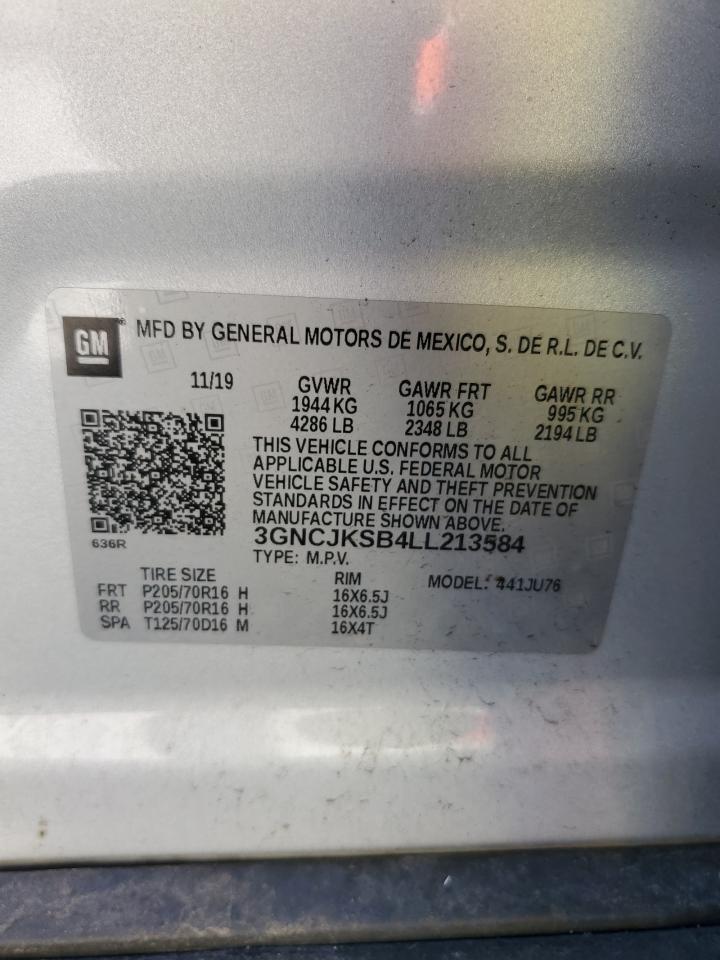 2020 Chevrolet Trax Ls VIN: 3GNCJKSB4LL213584 Lot: 63674224