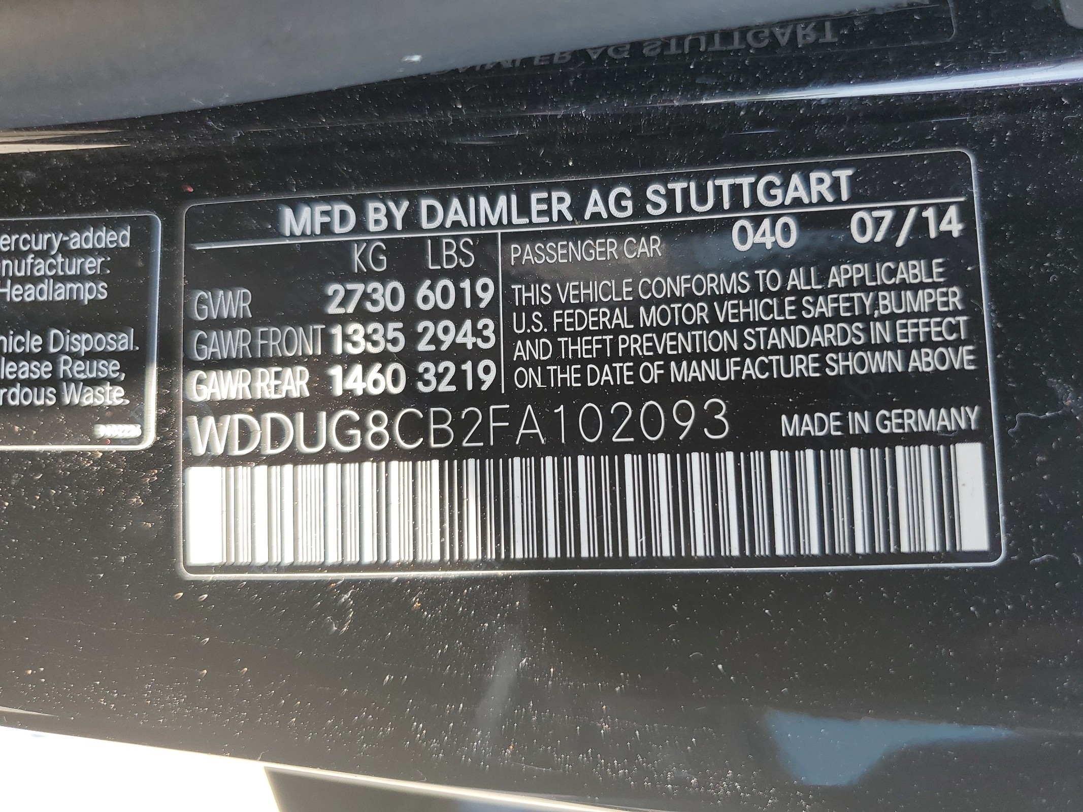 WDDUG8CB2FA102093 2015 Mercedes-Benz S 550