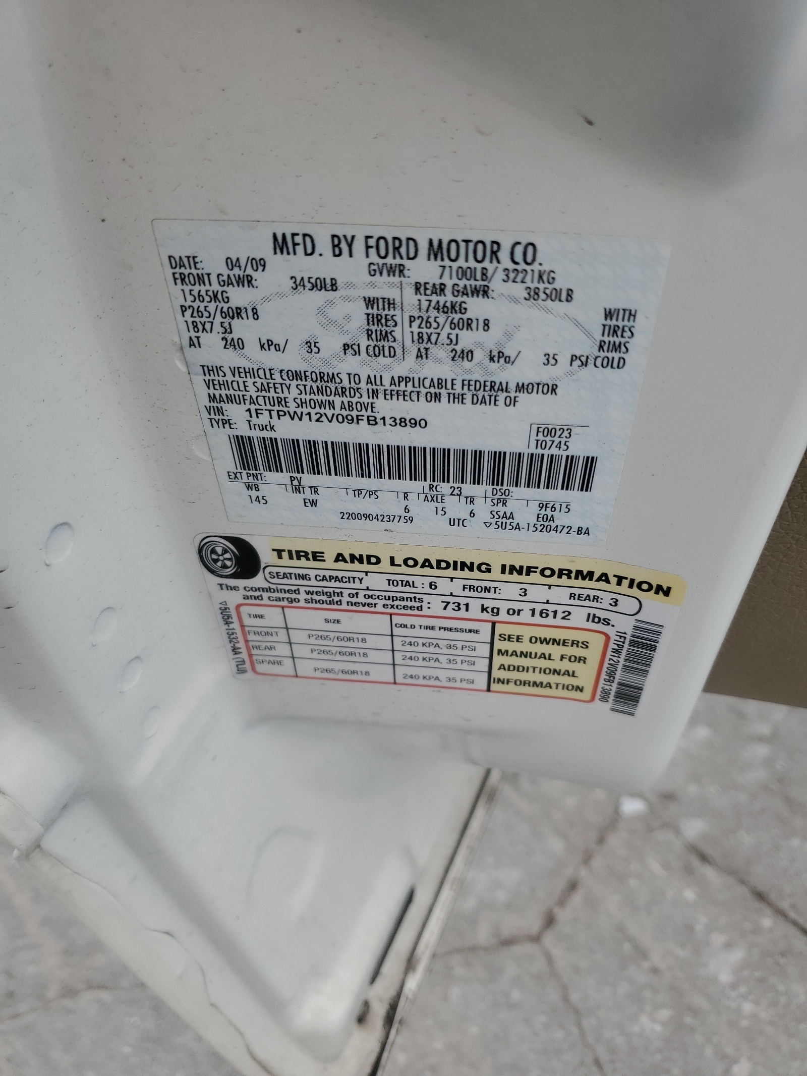 1FTPW12V09FB13890 2009 Ford F150 Supercrew