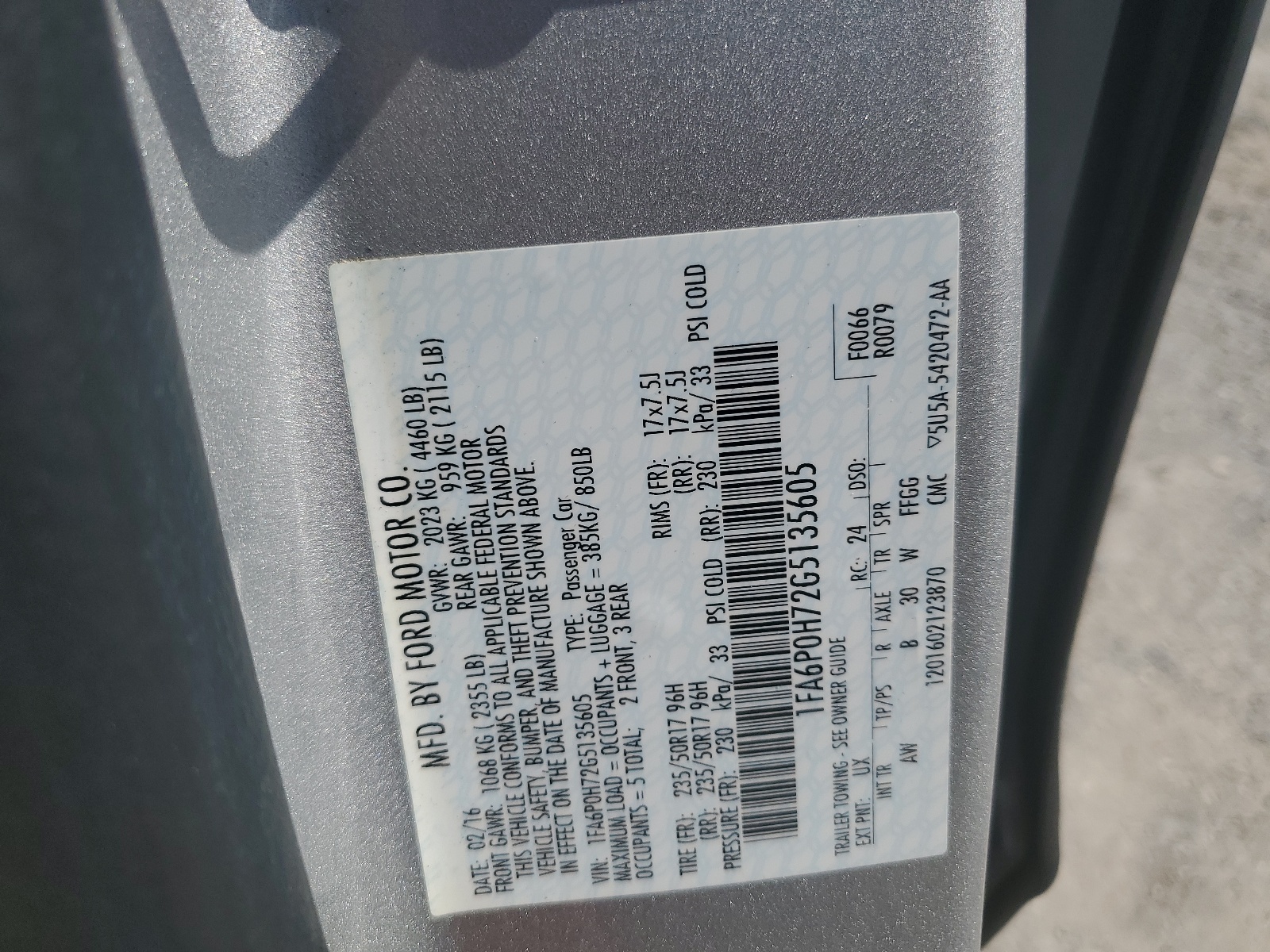 1FA6P0H72G5135605 2016 Ford Fusion Se