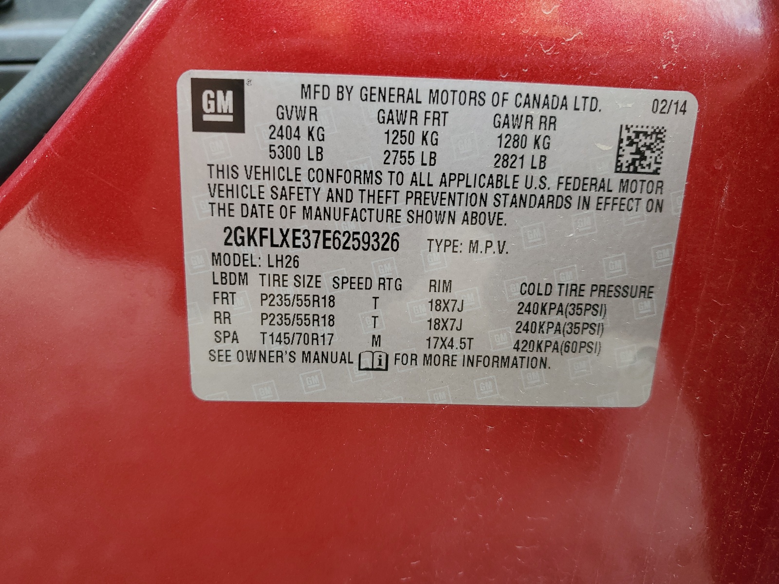 2GKFLXE37E6259326 2014 GMC Terrain Slt