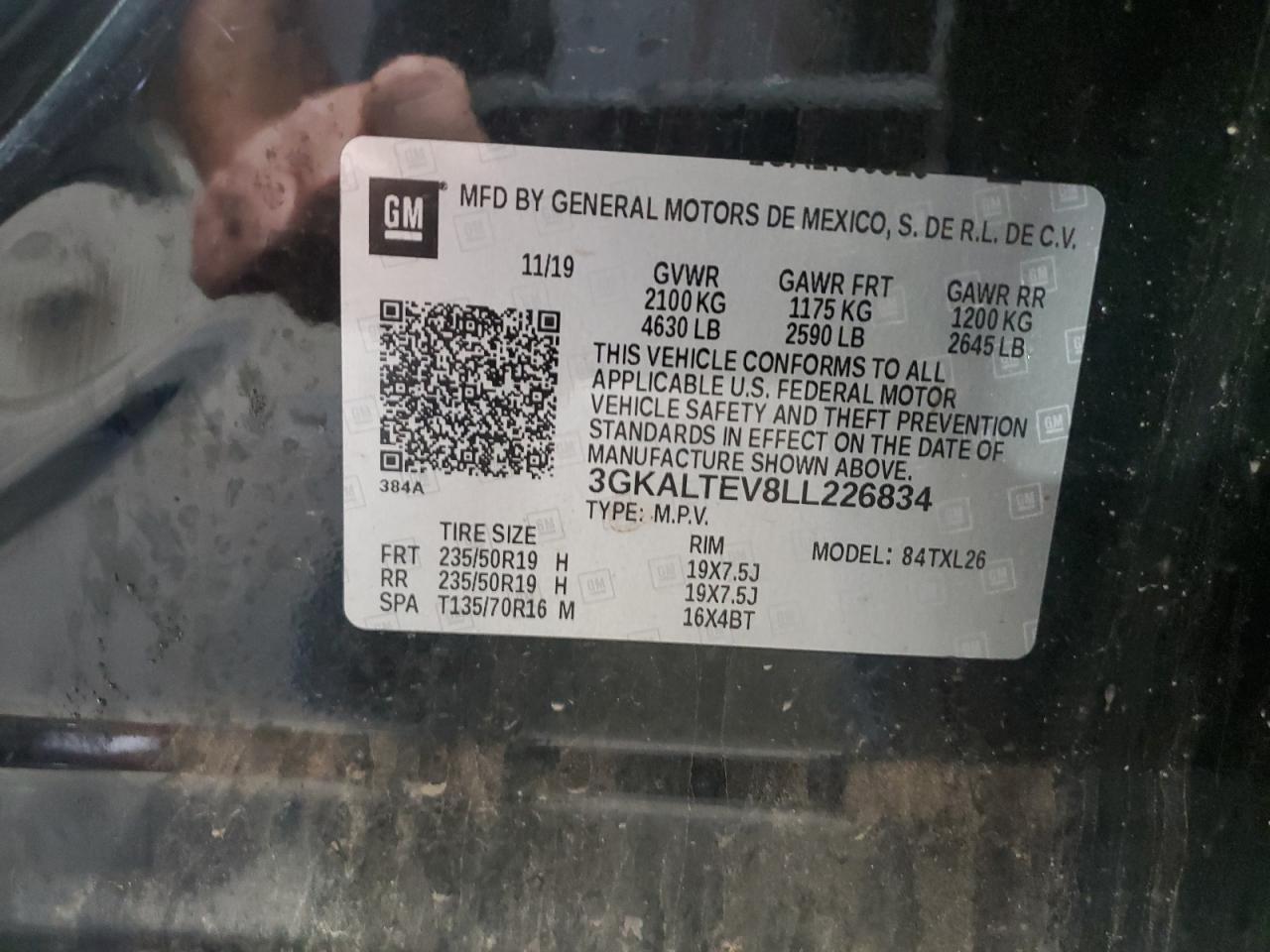 2020 GMC Terrain Sle VIN: 3GKALTEV8LL226834 Lot: 63091074