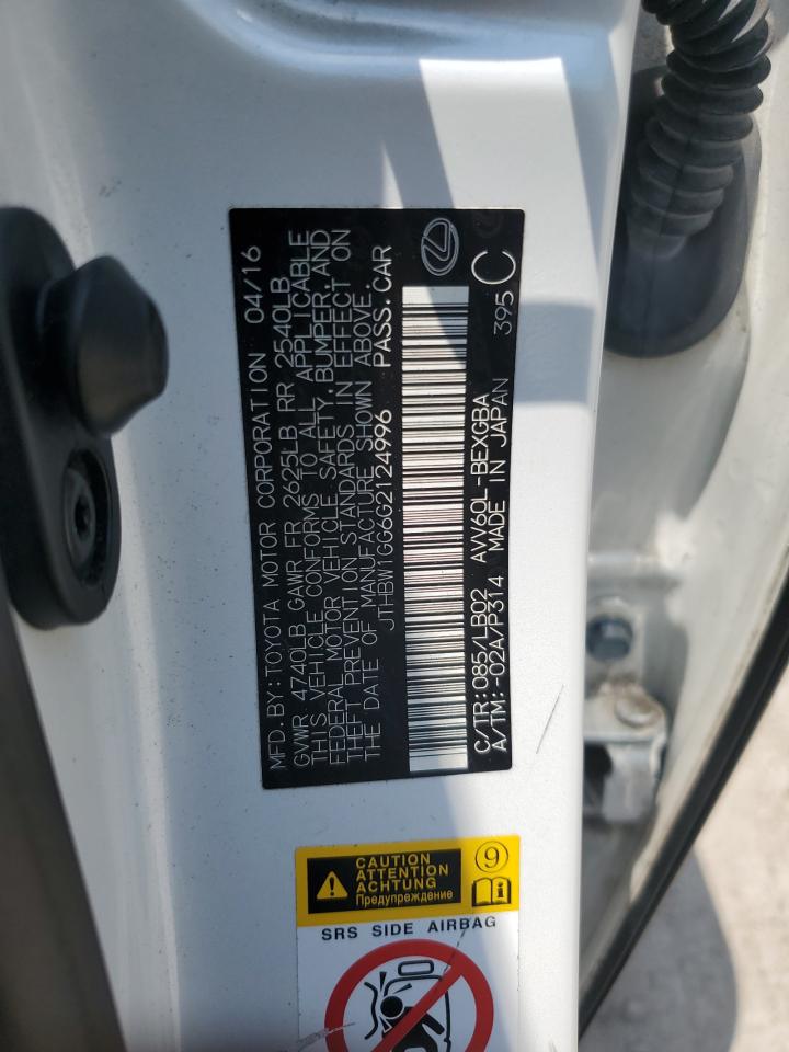 2016 Lexus Es 300H VIN: JTHBW1GG6G2124996 Lot: 62089004