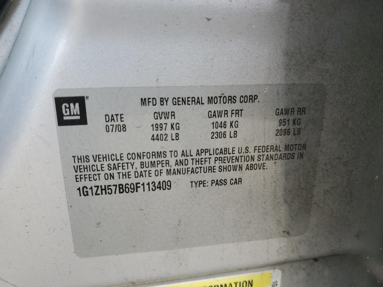 2009 Chevrolet Malibu 1Lt VIN: 1G1ZH57B69F113409 Lot: 63648484