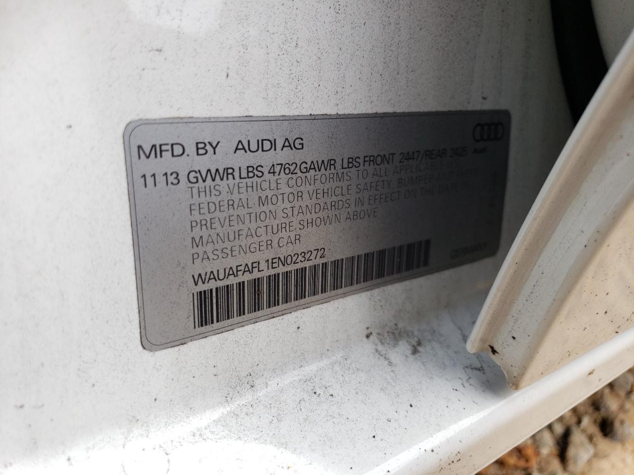 2014 Audi A4 Premium VIN: WAUAFAFL1EN023272 Lot: 61211104