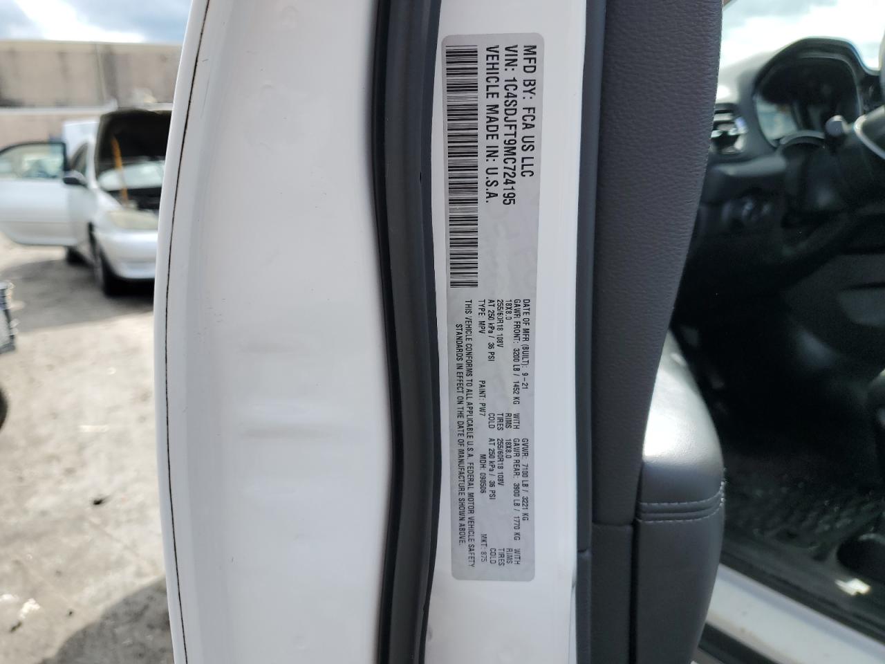 2021 Dodge Durango Pursuit VIN: 1C4SDJFT9MC724195 Lot: 64208144