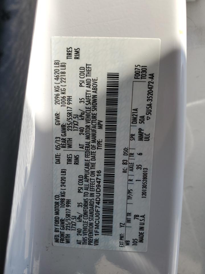 2013 Ford Escape S VIN: 1FMCU0F74DUD94716 Lot: 61108524