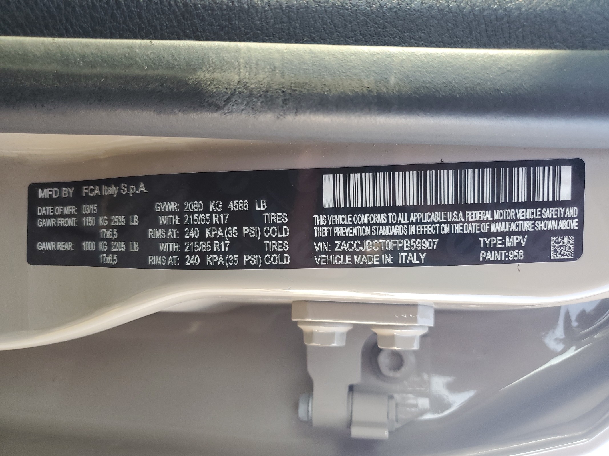 ZACCJBCT0FPB59907 2015 Jeep Renegade Trailhawk