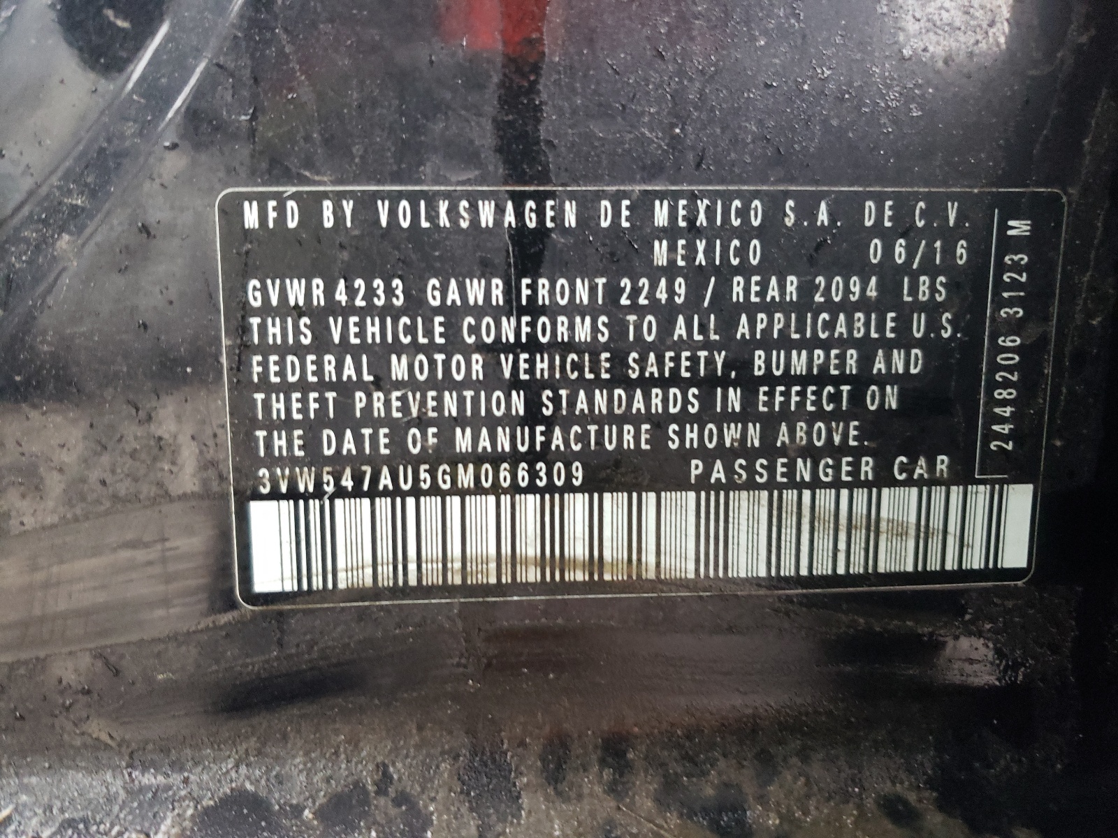 3VW547AU5GM066309 2016 Volkswagen Gti S/Se