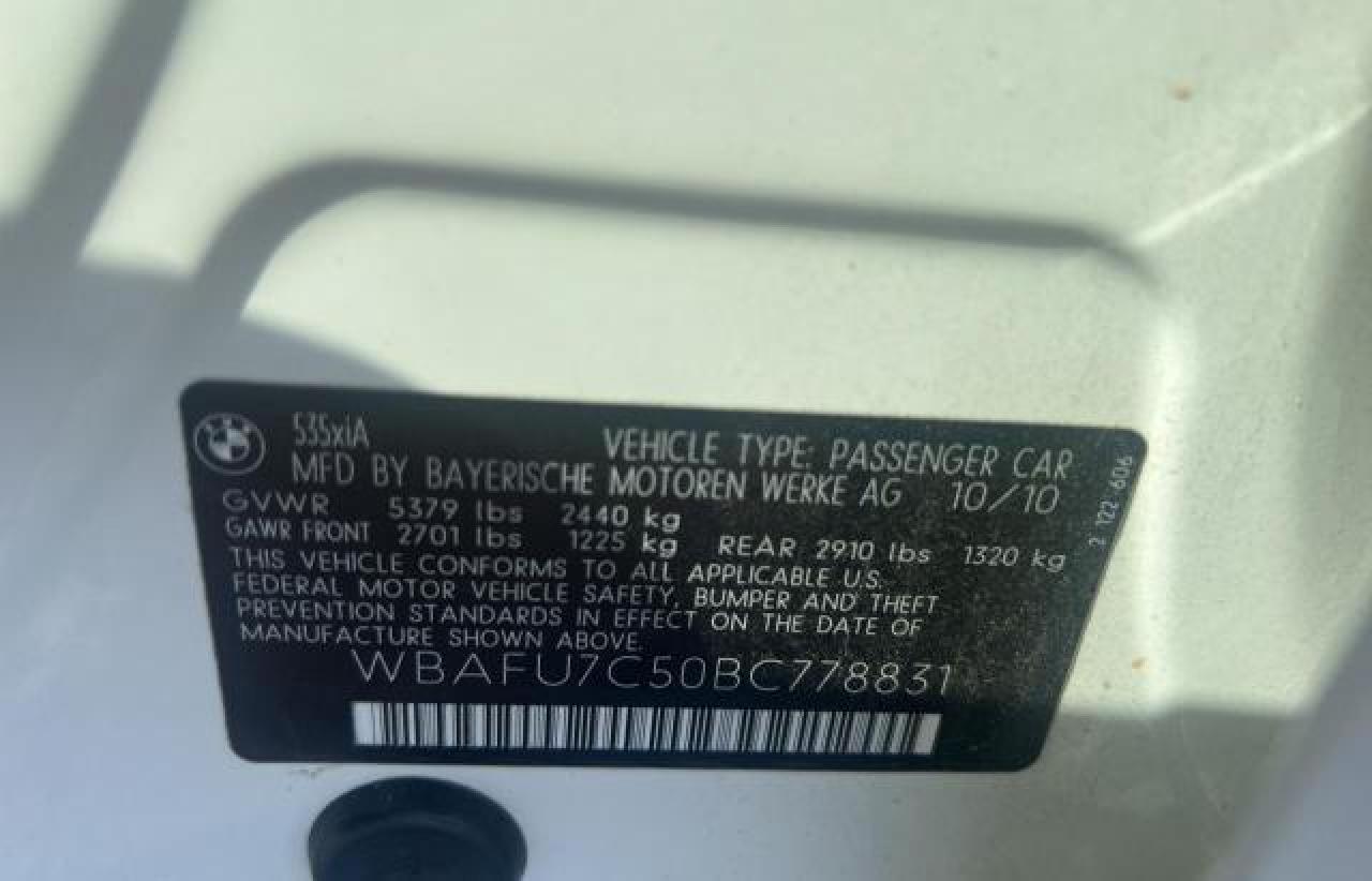 2011 BMW 535 Xi VIN: WBAFU7C50BC778831 Lot: 63804714